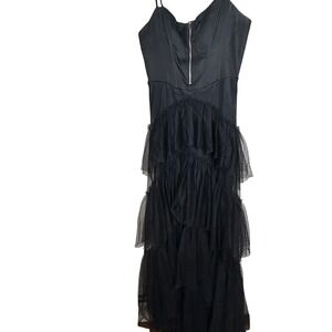 City Studio Black (juniors 7/8)Tulle Ruffle Tiered Dress Sleeveless Formal Party